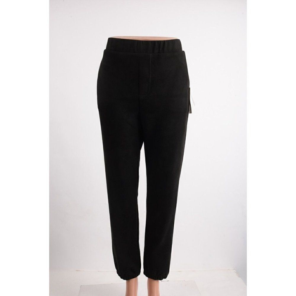 Fifteen Twenty Womens Faux Suede Jogger Pants M Black Solid NWT